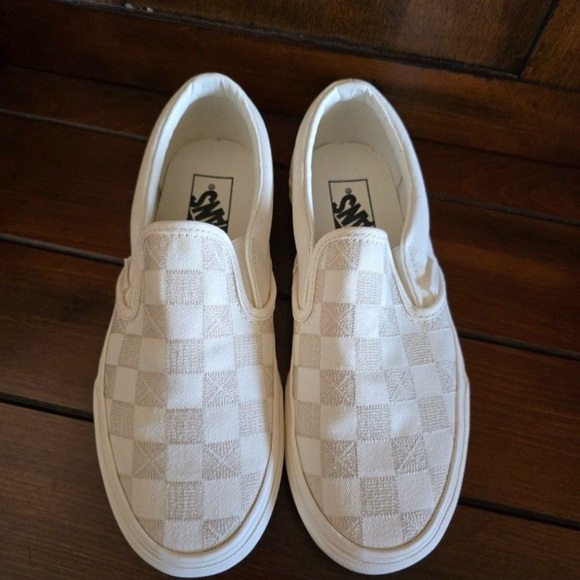 Vans Shoes - Vans Stitch Checkerboard Slip-On Shoes - Cream Checkerboard